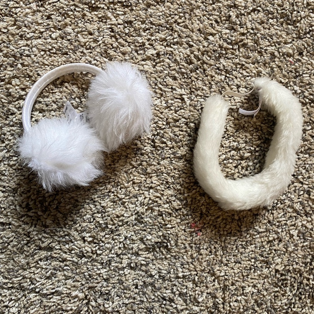 Fluffy White Earmuffs and Cream Headband Set for American Girl Dolls